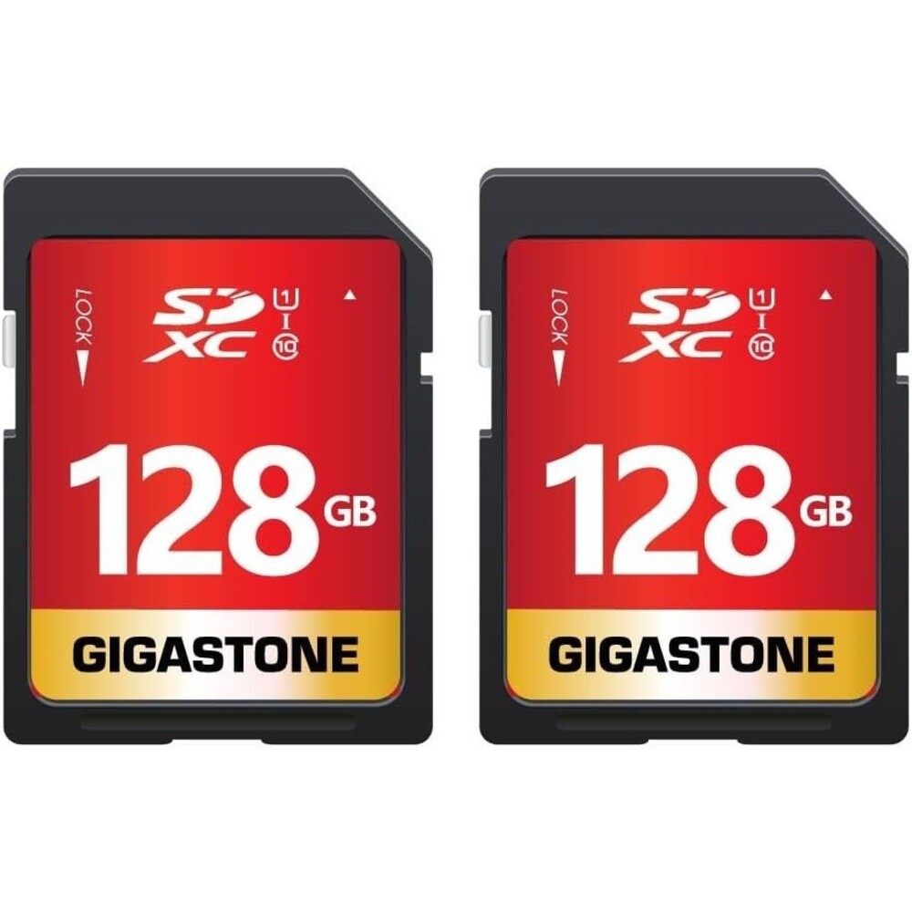 GIGASTONE 128GB SD Card 2-Pack, Full- Sized SD card (32mm * 24mm)